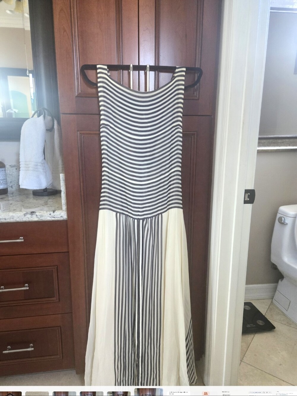 CHANEL Black & White Striped Sleeveless Maxi Dress - Picture 5 of 9